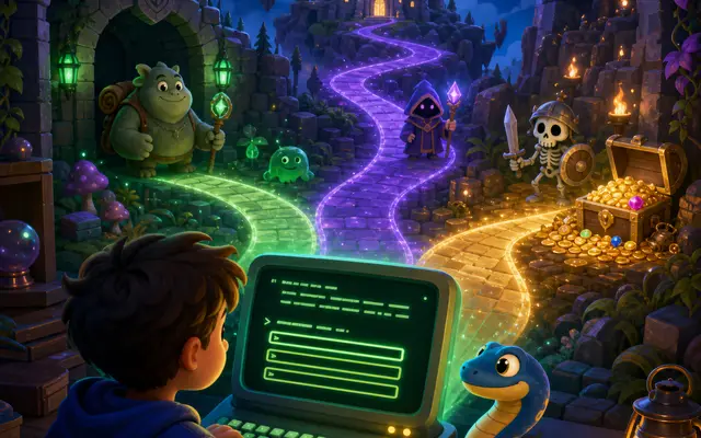 Python Programming | Intermediate | 04 Week | Text Based Adventure Game - Python course for kids and teens