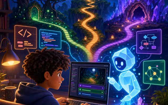 AI Text Adventure: HTML, CSS, JS & JSON - HTML course for kids and teens